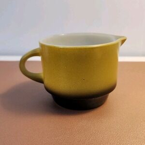 Vintage Ancher Hocking Fire-king Creamer Cup Bowl Avocado Black NO LID USA Made